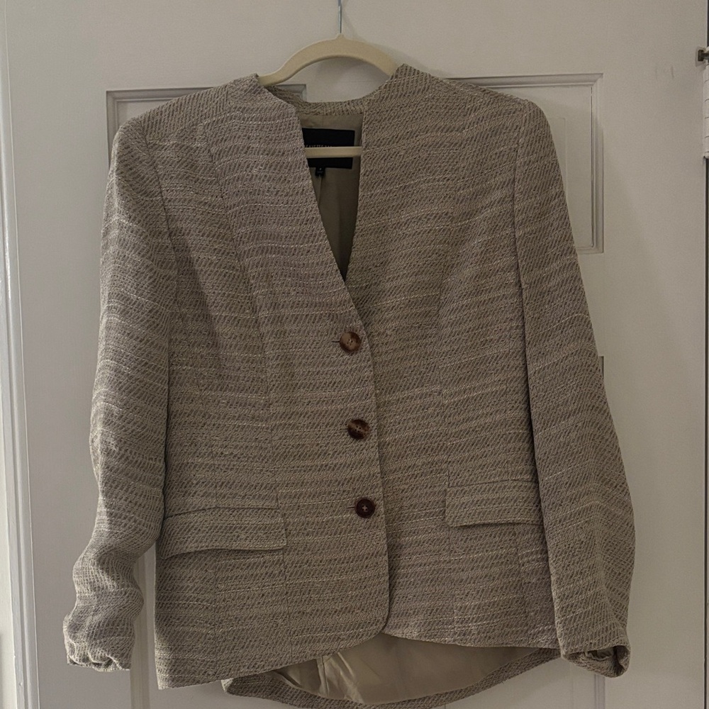 Lafayette 148 New York Textured Beige Blazer
